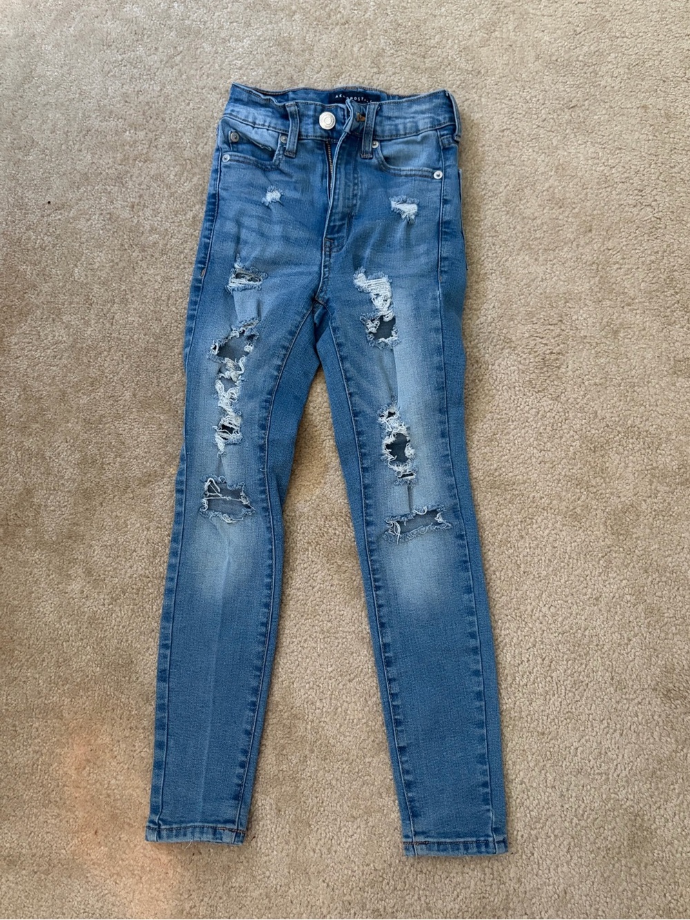 Aeropostale Blue Distressed Skinny Jeans